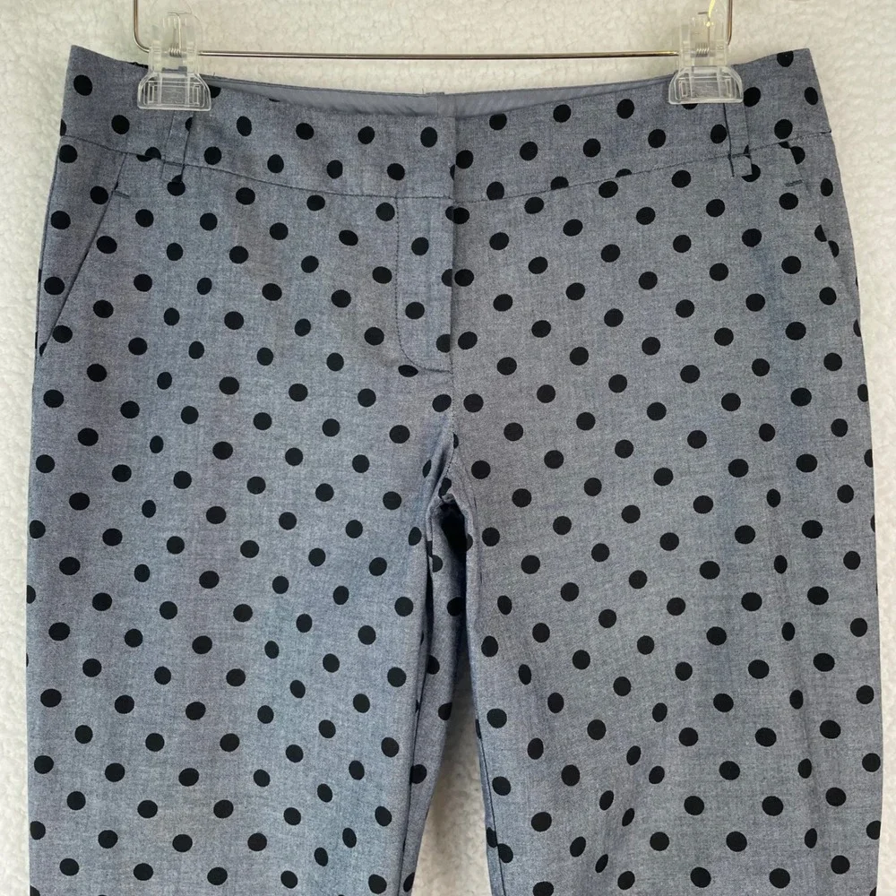 Outback Red Womens 8 Blue Black Polka Dot Cotton Cropped Cuffed Pants Trousers
